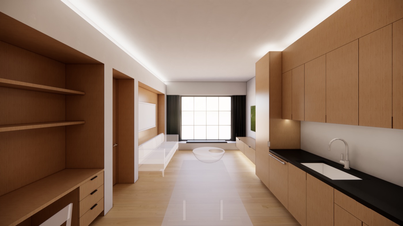 Kitchen and living